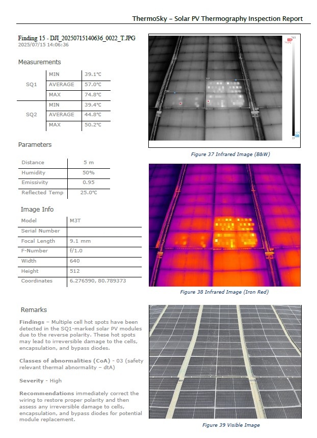 Illustrative thermal finding report preview